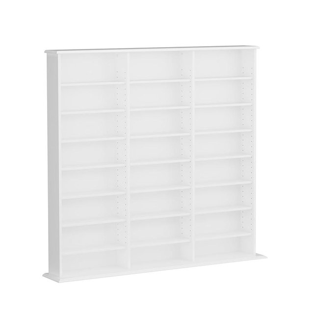 Prepac 3 Column Tall Storage Cabinet, White Storage Cabinet, Display Cabinet, DVD Storage Cabinet with 21 Adjustable Shelves 8.75" D x 56" W x 51" H, WMA-0960