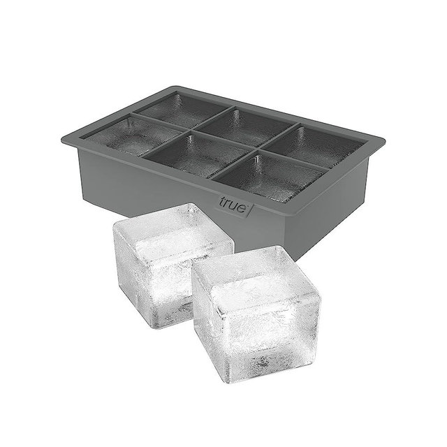 True Colossal Ice Cube Tray, Extra Large Ice Cubes, Dishwasher Safe Flexible Silicone Ice Cube Tray, Makes 6 2 Inch Ice Cubes, Grey, Set of 1