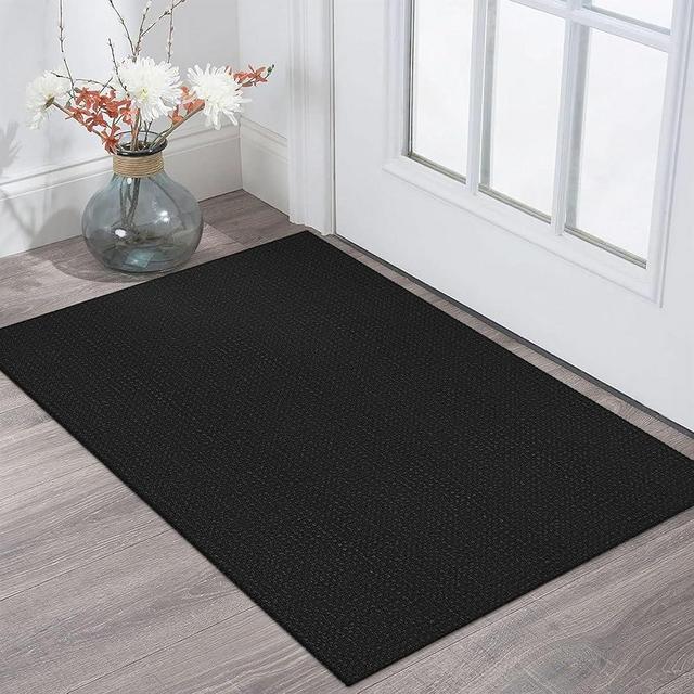 KOZYFLY Boho Rugs for Entryway 2x3 ft Small Area Rugs Washable Rugs Rubber Backed Front Door Rug Black Cotton Entrance Rugs for Front Porch Bathroom Kitchen Bedroom