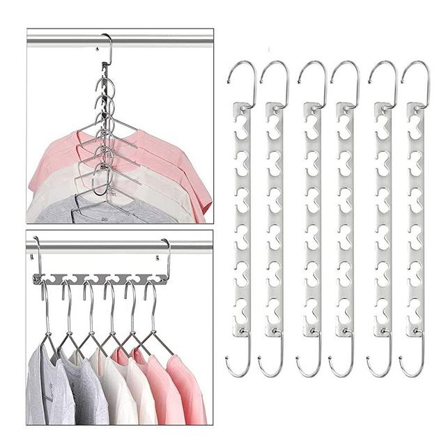 Sindax Magic Clothing Hangers Sturdy Metal Hangers Wardrobe Closet Organizer Space Saving Hanger Pack of 6 Cascading Hangers