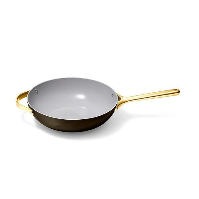 Caraway Non-Stick Stir Fry Pan - 12” Wok-Inspired Pan - Free From Forever Chemicals - High-Sloped Walls - Stainless Steel Handles - Black