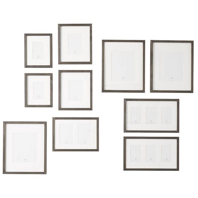 Wood Gallery Frames in a Box, Graywash - Set of 10