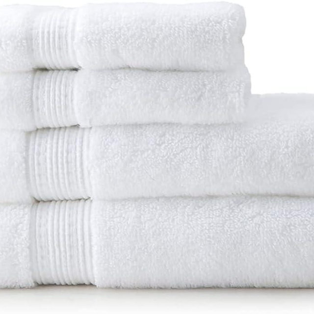 New Charisma Soft 100% Hygro Cotton 4-Piece Hand & Washcloth Towel Set, White