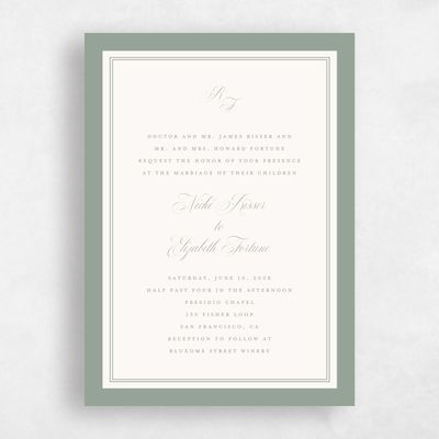 Sage, Green Wedding Invitation - Topaz Portrait