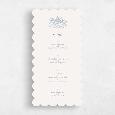 Blue Scalloped Wedding Menu - Kerenza