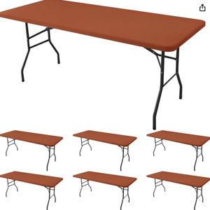 Fitted Tablecloth for 8 Foot Rectangle Tables- 6 Pack Rust