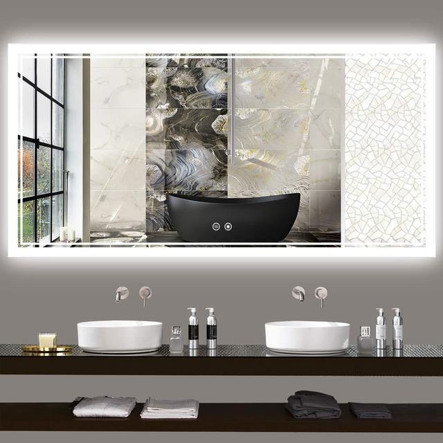 TokeShimi 72 x 36 Inch Bathroom LED Mirror Backlit Lighted Vanity Mirror Large Anti-Fog Wall Mounted Makeup Mirror Dimmable Mirror with Memory Function(Horizontal&Vertical)