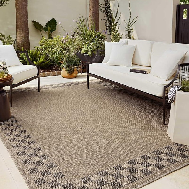 Loloi Chris Loves Julia Providence Collection PRC-01 Natural/Charcoal 5' x 7'-7", .12" Pile Height, Indoor/Outdoor Area Rug
