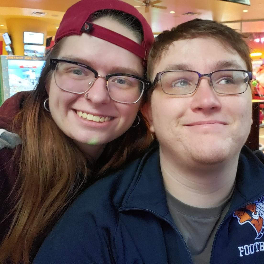 This picture is us while bowling with Cody's family this last Christmas.