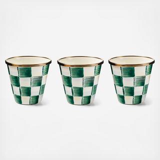 Emerald Check Stainless Steel Herb Pot, Set of 3