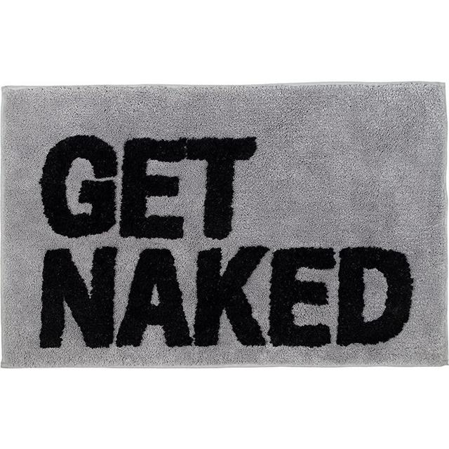 COLORPAPA Get Naked Bath Mat Gray Bathroom Rugs Non Slip Bath Mats for Bathroom Funny Bathroom Decor Microfiber Absorbent Bath Rugs Washable Bath Mat for Tub Black