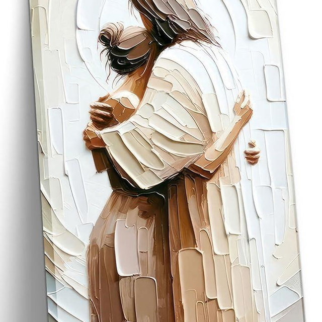 Jesus Embracing Woman Canvas Wall Art, Safe in His Arms Pictures Canvas Print Posters Wall Decor, Christian Wall Art Home Decor for Living & Prayer Room 24x36 inch Framed