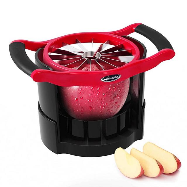 Newness Apple Cutter Slicer, [Large Size] 16 Slices HEAVY DUTY Apple and Pear Corer Divider with Base, [Upgraded] Cut Apples All The Way Through, Stainless Steel Fruits & Vegetables Divider, Wedger