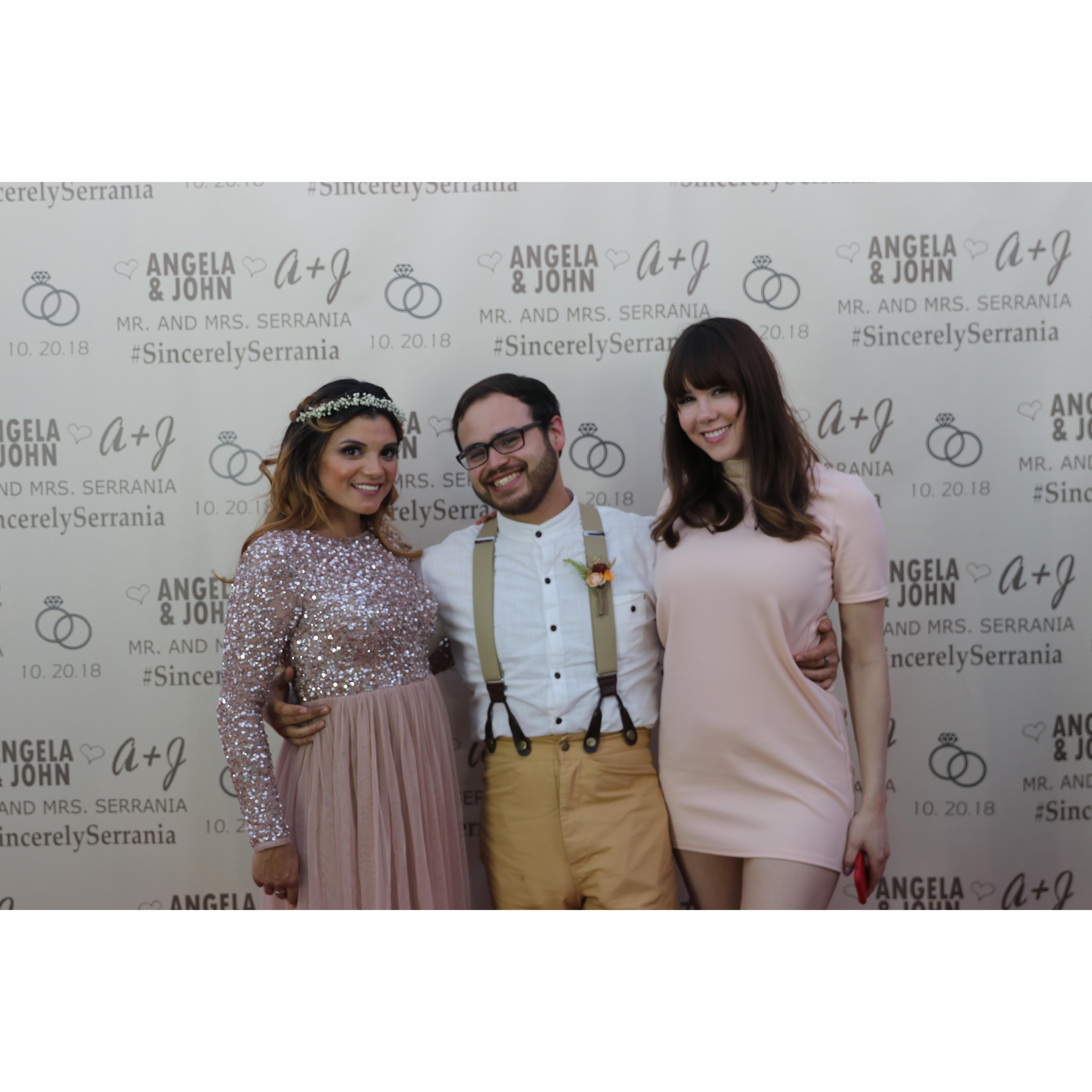 Bridesmaid Andria Bruno with Jorge Soriano and Clair Riccio