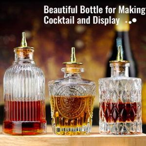 LINALL Bitters Bottle Set - Glass Vintage Bottle, Decorative Bottles with Dash Top, Dasher Bottles for Making Cocktail Great For Bartender Home Bar (3 pack)