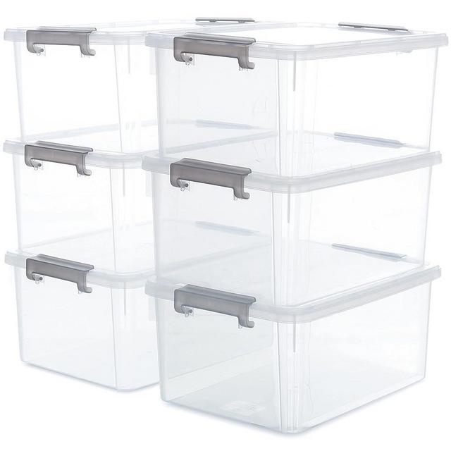 Citylife 6 Packs 17 QT Plastic Storage Bins with Lids Large Stackable Storage Containers for Organizing Clear Storage Box for Garage, Closet, Classroom, Kitchen