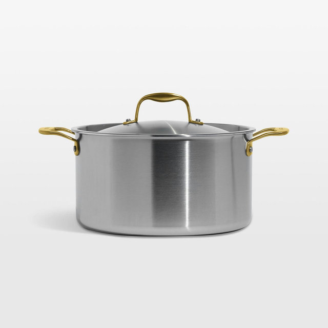Made In Stainless Clad 8-Qt. Stockpot with Antique Brass Hardware