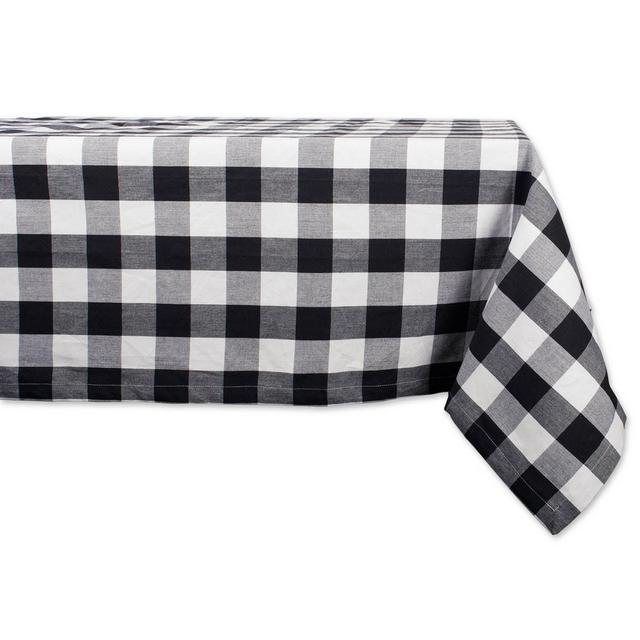 120"x60" Buffalo Check Tablecloth Black/White- Design Imports