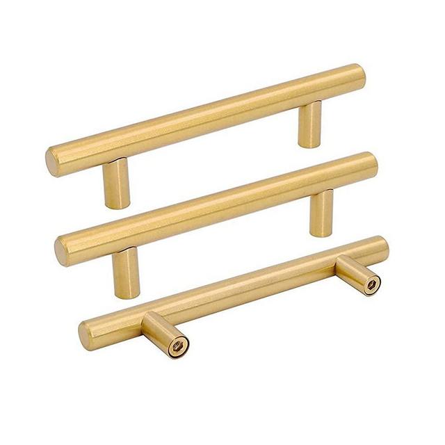 10Pack 3.5 Inch Drawer Pulls Gold Cabinet Handles Kitchen Hardware - goldenwarm LS201GD90 Brushed Brass Dresser Knobs Bathroom Cabinet Pulls Stainless Steel