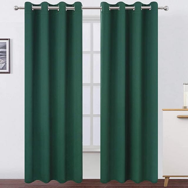 LEMOMO Dark Green Blackout Curtains/52 x 84 Inch Long/Set of 2 Curtain Panels/Thermal Insulated Room Darkening Curtains for Bedroom…