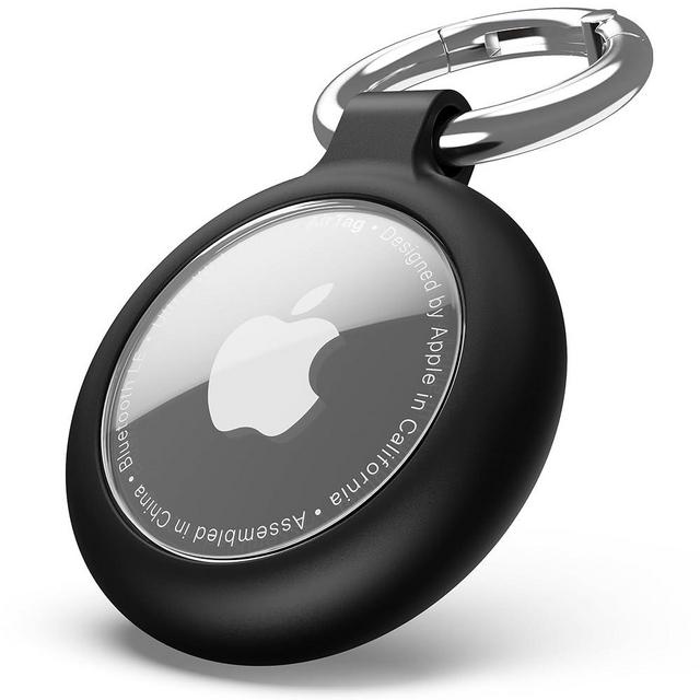 Airtag Keychain Holder for Apple Airtag, Soft TPU Case & Protective Cover with Scratch Resistance, Airtag Case Holder for Pet Collar, Kids, Luggage, Keys Black