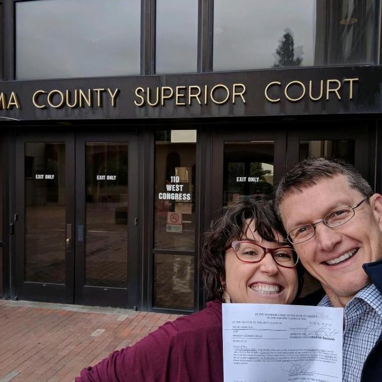 Getting our marriage license on Valentine's Day 2018