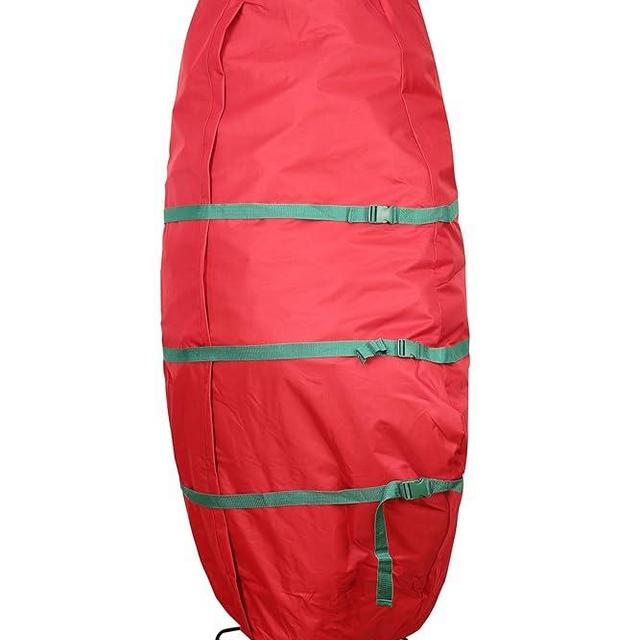 Sattiyrch Upright Christmas Tree Storage Bag,Fits Up to 7.5 ft Tall Artificial Tree,Heavy Duty 600D Canvas Red Christmas Tree Storage Container with Sleek Zipper and Durable Handles (7.5 FT)