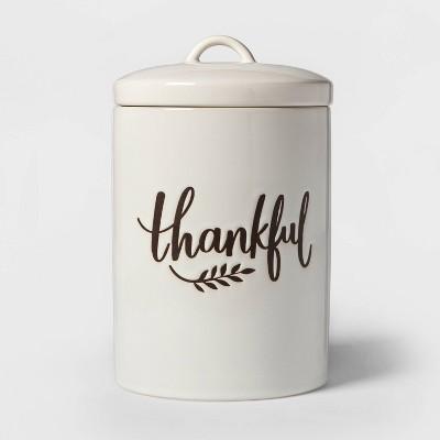 98oz Stoneware Thankful Cookie Jar White - Threshold™