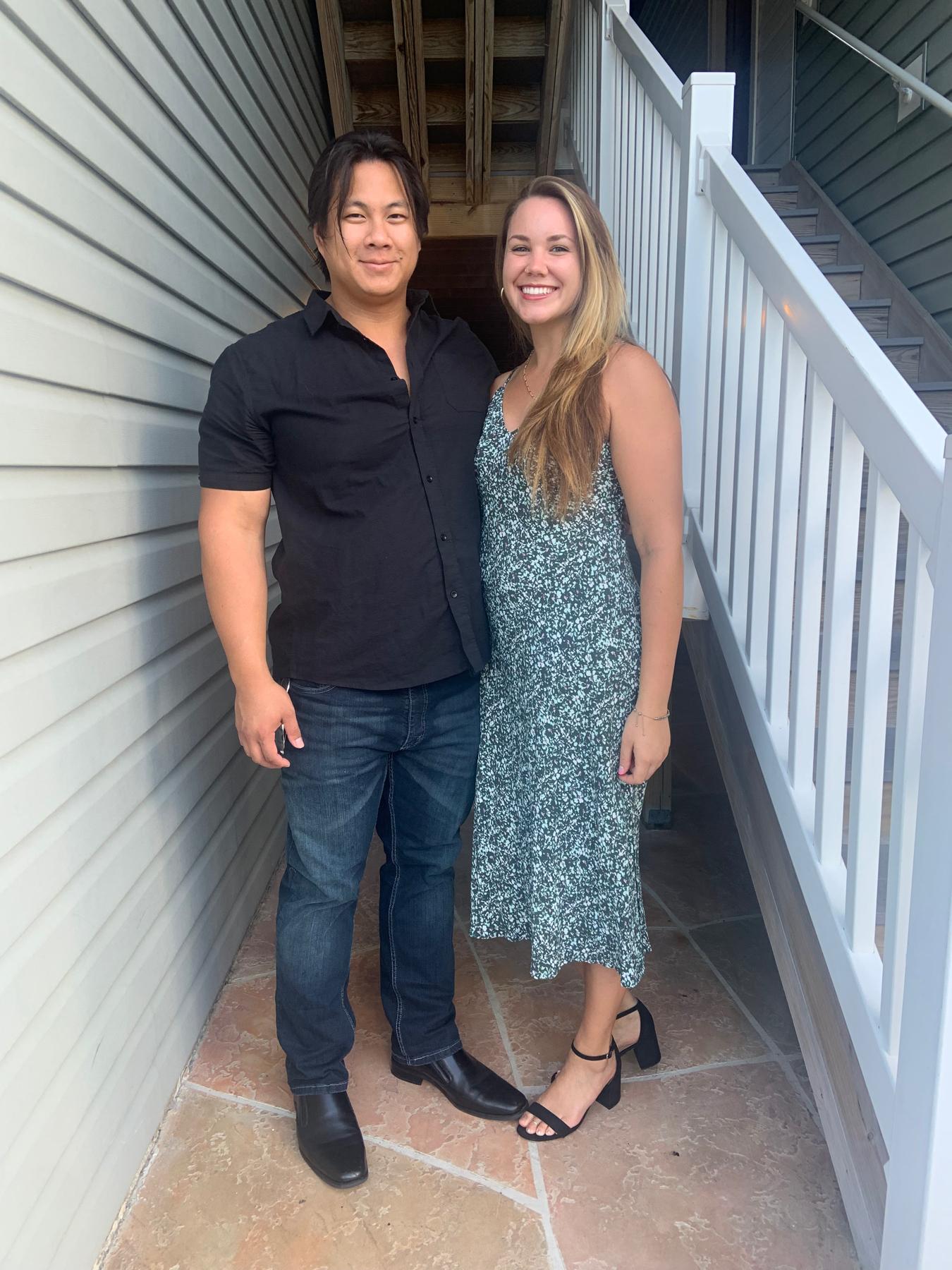 One year into dating, recreating our first photo together.