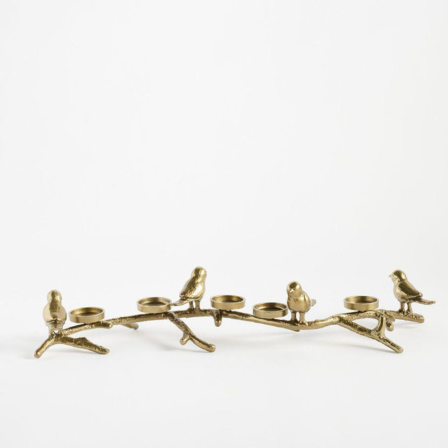 Bird Centerpiece Candle Holder, Gold