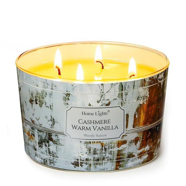 HomeLights Scented Candles for Women & Men, 18oz Candle Jars Aromatherapy 4-Wick Candle, Ideal for Industrial Chic Home Decor and Gifts, Cashmere Warm Vanilla