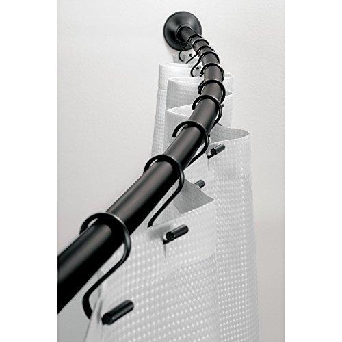 iDesign Curved Metal Shower Curtain Rod, Adjustable Customizable Curtain Rod for Bathtub, Stall, Closet, Doorway, 41-72 Inches, Matte Black