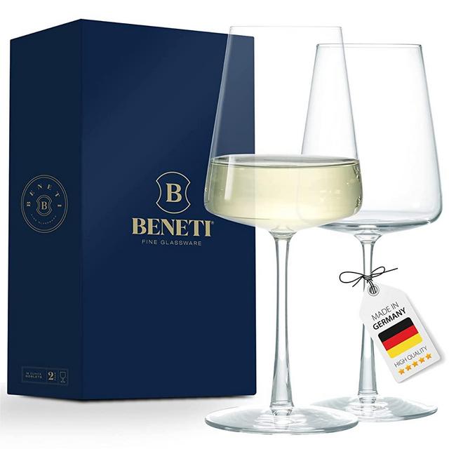 German Made Wine Glasses, High-End Wine Glass, [Set of 2] 14 Ounces White Wine Glasses, Premium Crystal Clear Blown Glassware for Wines, Extremely Durable, Great Gift for Holiday, Christmas, Birthday