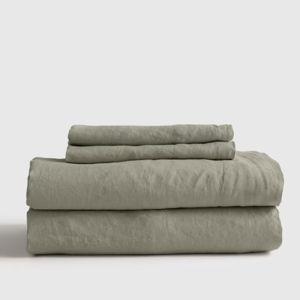 King Size European Linen Sheet Set in Willowleaf