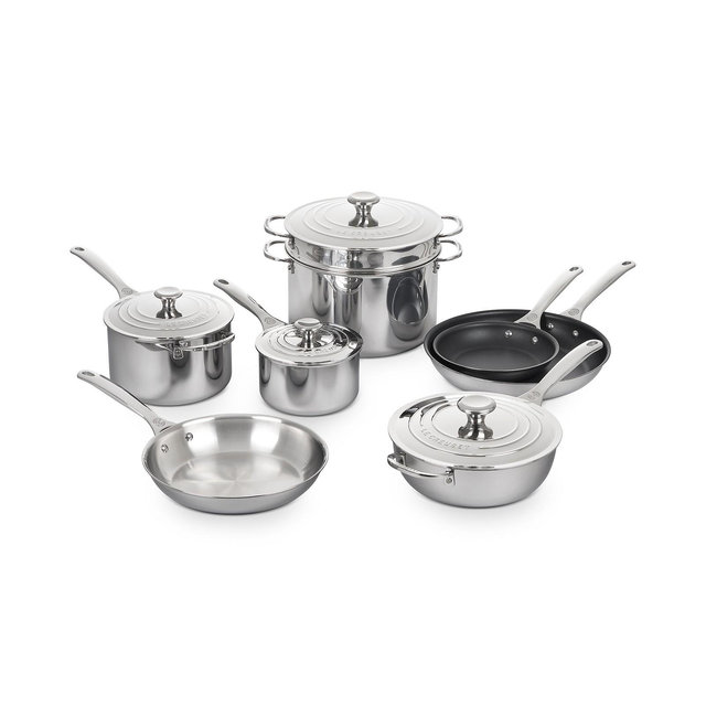 Le Creuset Mirror-Finish Stainless Steel 12-Pc. Cookware Set