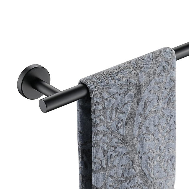 JQK Bath Towel Bar Black, 39 Inch 304 Stainless Steel Thicken 1mm Single Towel Rack for Bathroom, Towel Holder Wall Mount, Useable Length 36 Inch, TB110L36-PB
