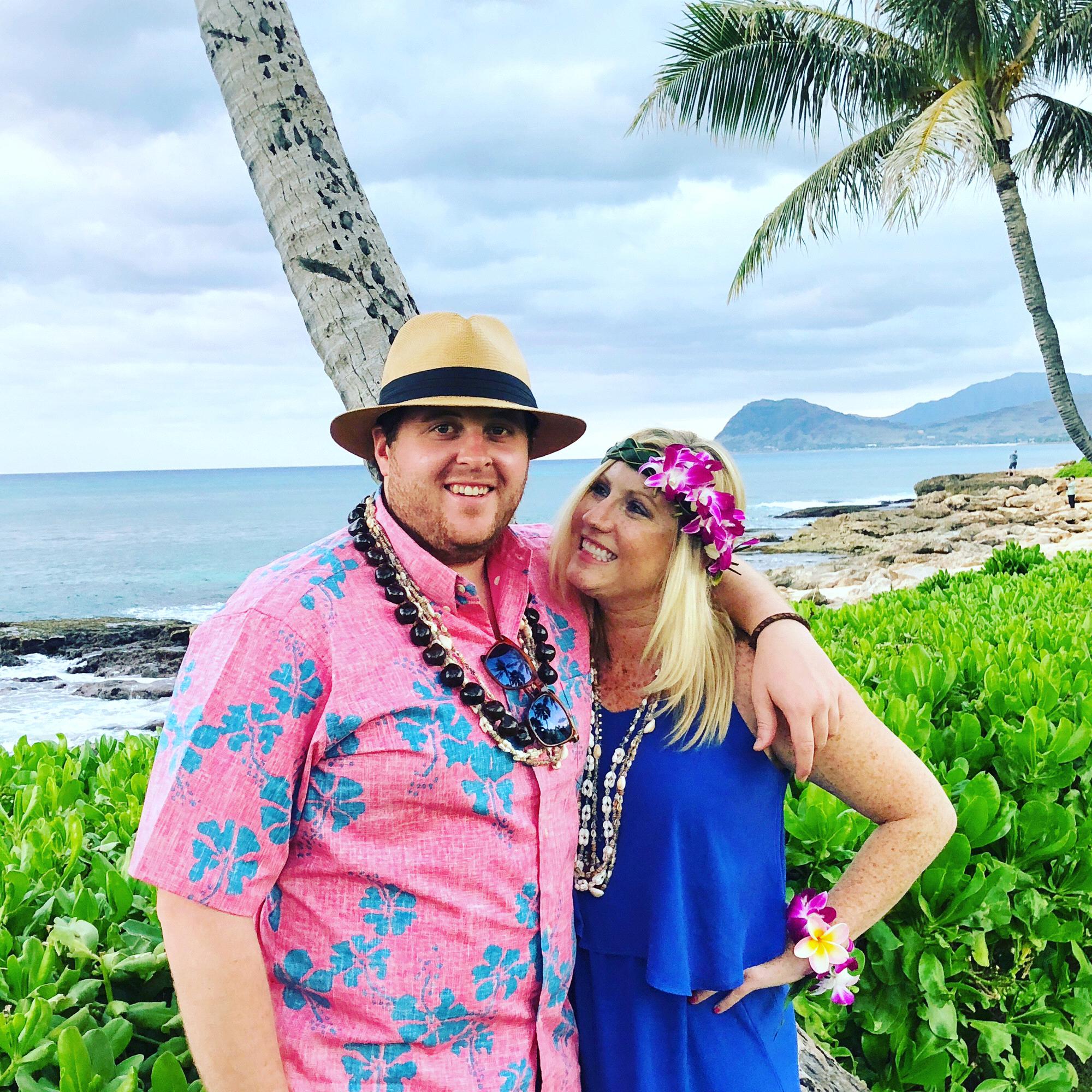 Nate's first Hawaiian luau! He fits right in!