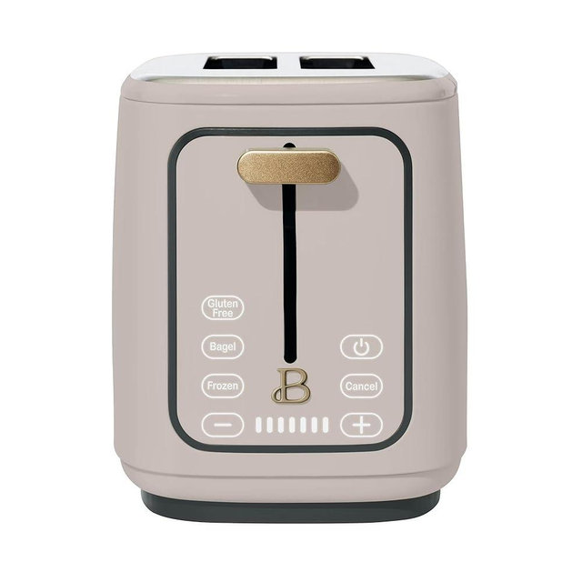 Beautiful 2 Slices Toaster with Touch-Activated Display, 7 Browning Settings, Bagel & Frozen Bread Presets, Slide-Out Crumb Tray Stylish Kitchen Toaster by Drew Barrymore (Porcini-Taupe)