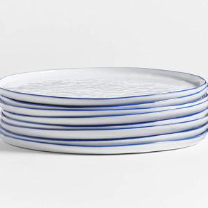 Mercer Grey Round Ceramic Dinner Plates, Set of 8 + Reviews | Crate & Barrel