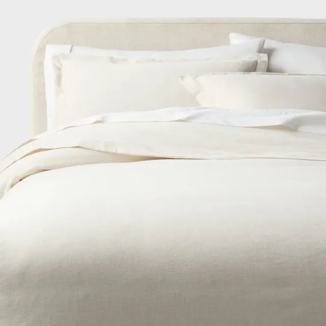 King Casual Textured Cotton Duvet Cover and Sham Set Ivory - Threshold™