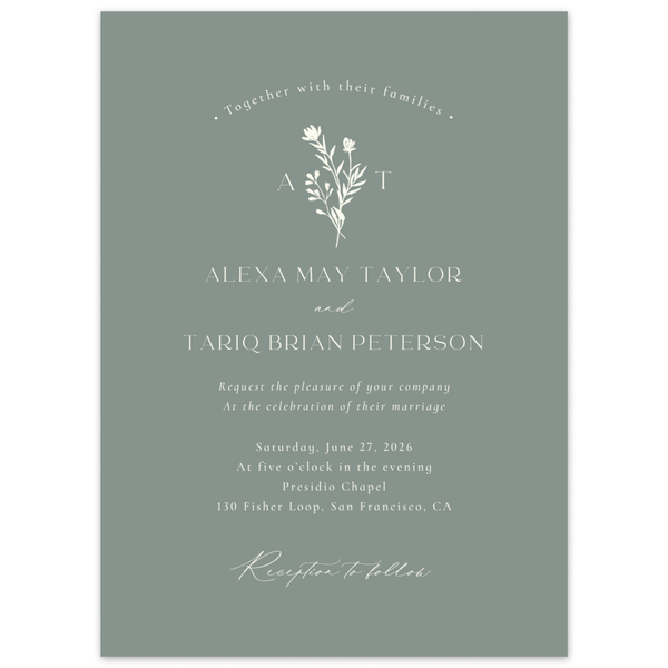 Delana Portrait | Dusty Cobalt | Zola Wedding Invitations