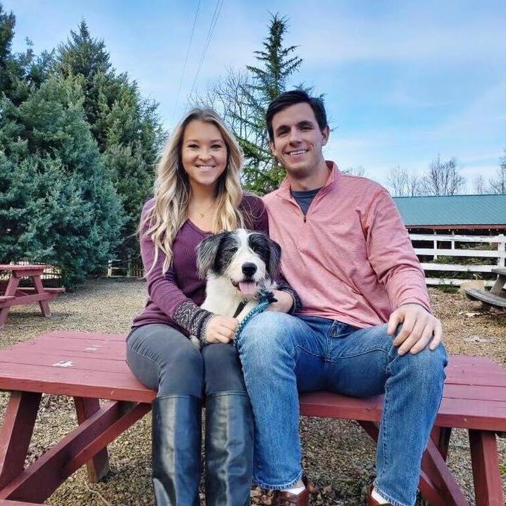 at a Christmas tree farm with Georgia