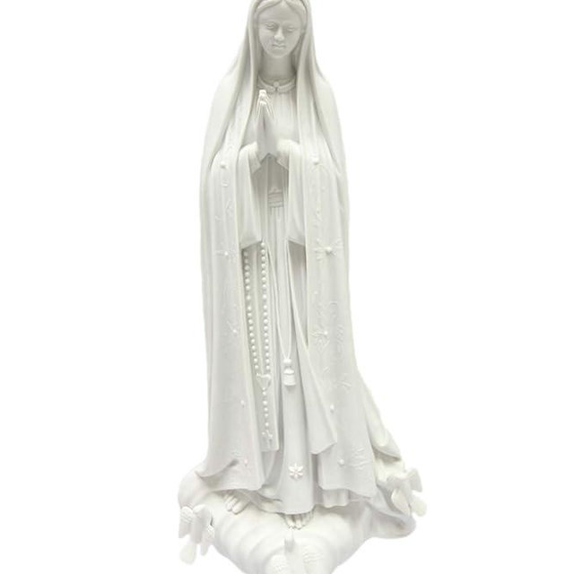 28" Our Lady of Fatima Virgin Mary with Crown White Statue Sculpture Figurine Vittoria Collection Made in Italy Indoor Outdoor Garden Grotto