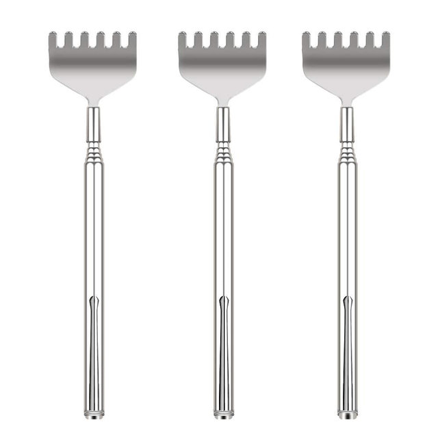 YIMICOO Extendable Back Scratcher for Men 3 Pack Portable Telescopic Metal Back Scratchers/Hand Massager with Pocket Clip for Thanksgiving, Birthday, Christmas Gifts