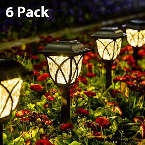 GIGALUMI Solar Pathway Lights Outdoor, 6 Pack LED Solar Landscape Lights, Waterproof Solar Powered Pathway Lights for Yard, Patio, Landscape, Walkway (Warm White)