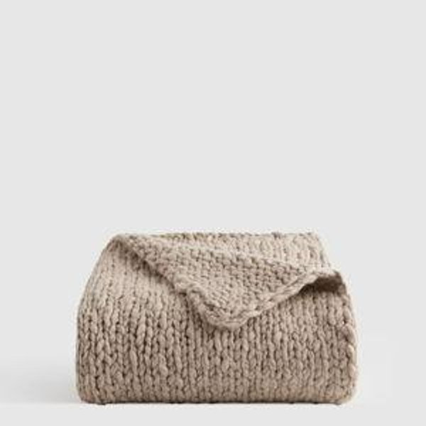 Chunky Hand Knit Wool Throw in NEUTRAL (NEUTRAL COLOR)