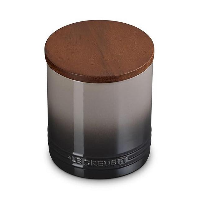 Le Creuset Signature Salt Cellar and Storage Canister with Wood Lid, 1.2 qt., Oyster