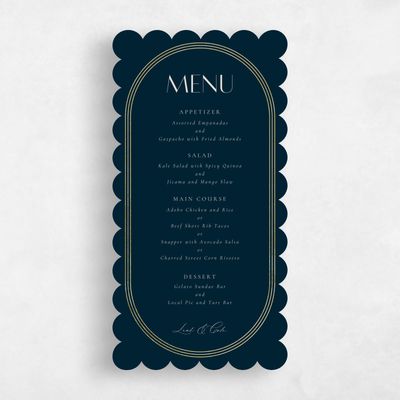 Blue Scalloped Wedding Menu - Tatum Foil