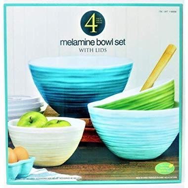 Melamine Mixing Bowl Set with Lids, 4 Pieces