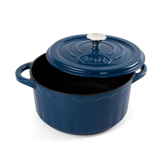 AILIBOO Enameled Cast Iron Dutch Oven Pot with Lid - 4 QT Long-Lasting Non-Stick Enamel Coated Dutch Oven for Braising, Stews, Roasting, Baking, Safe across All Cooktops, Dark Blue